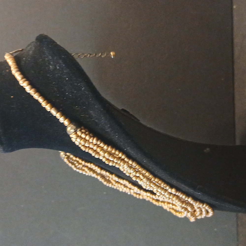 Elegant Gold Multi Stramd Beaded Necklace - Picture 4 of 8